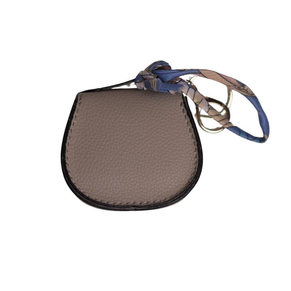 Mini Beige Bag Keychain Bag Charm, PU Leather Coin Purse Change Pouch, NWT Cute - Picture 4 of 8